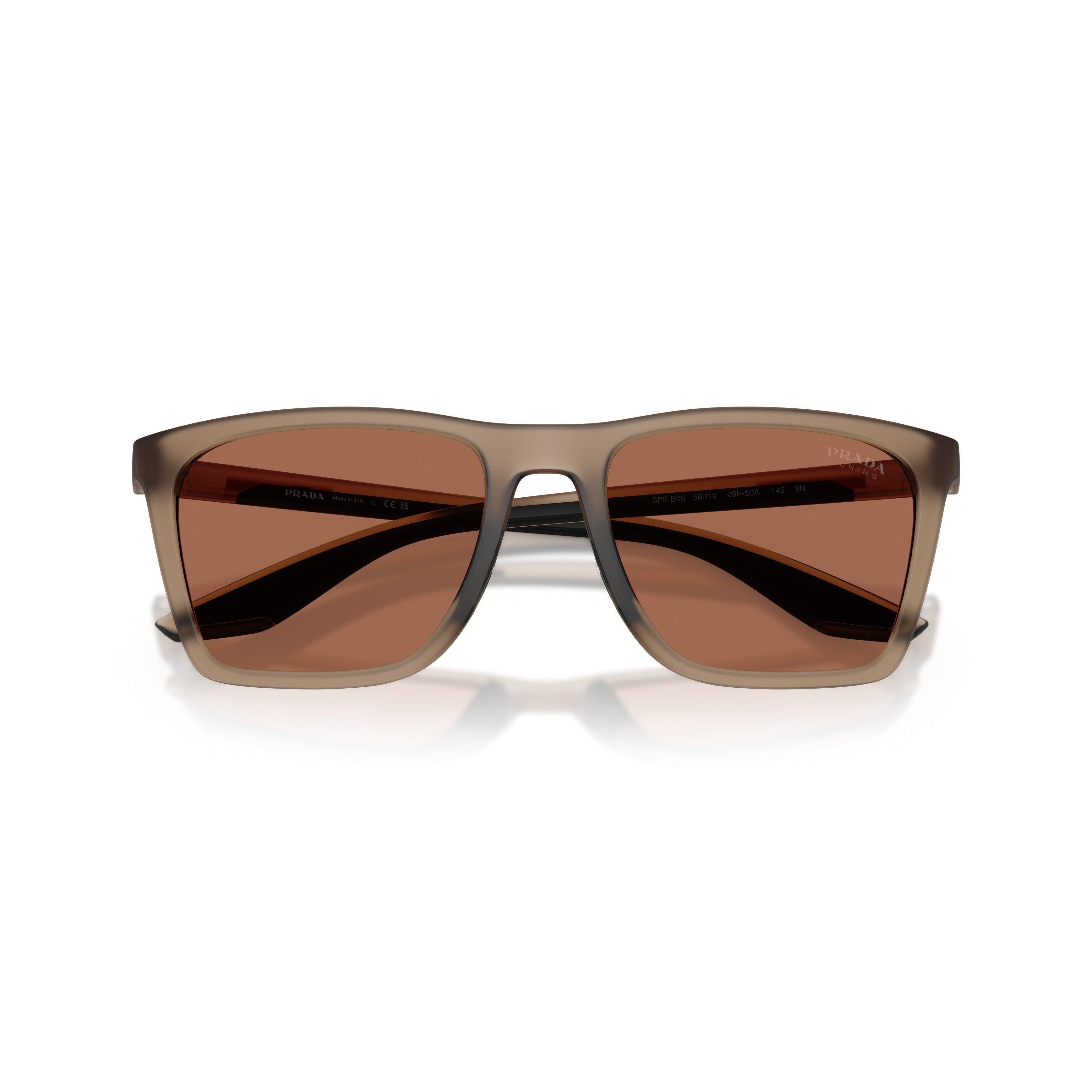 0ps B08s Translucent Brown Rectangular Frame Sunglasses