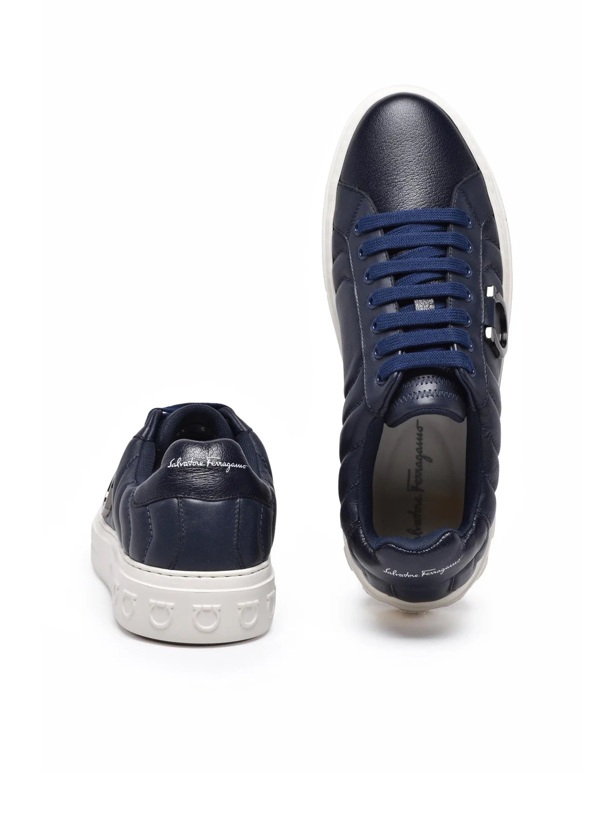 Blue Leather Sneakers