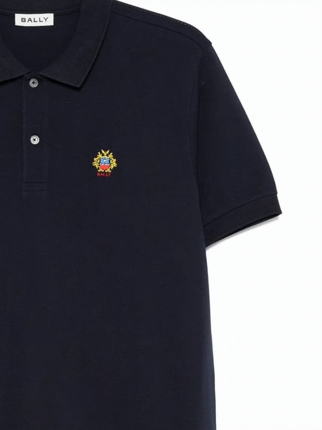 Blue Solid Cotton Two-Button Polo Shirt
