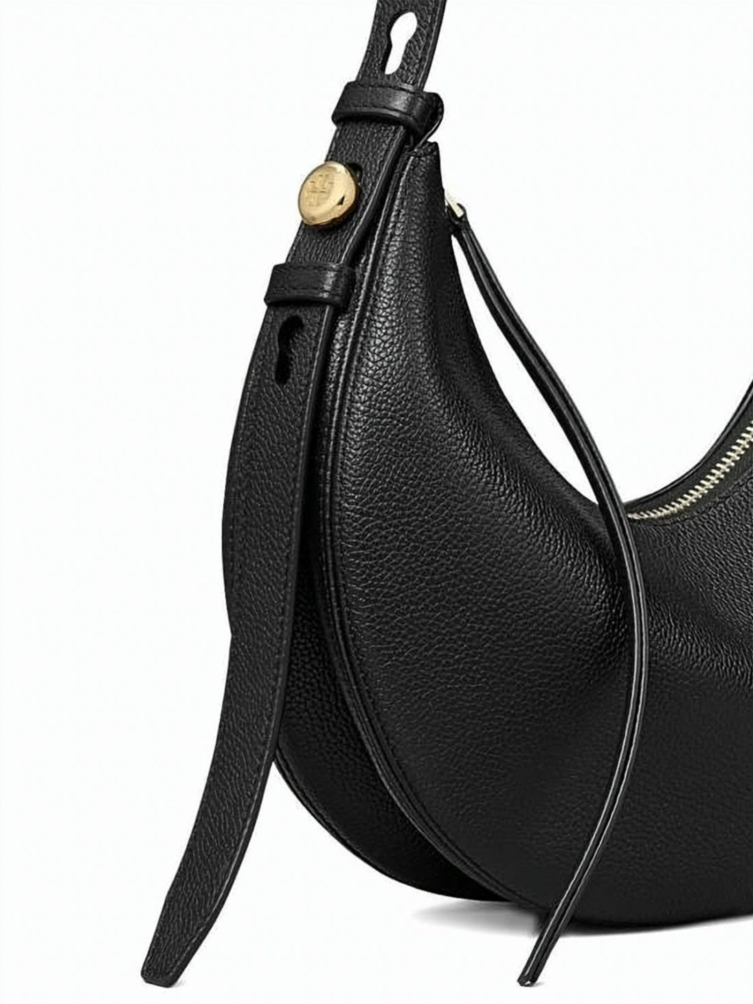 Crescent-Shaped Crossbody Bag with Gold-Tone Accents