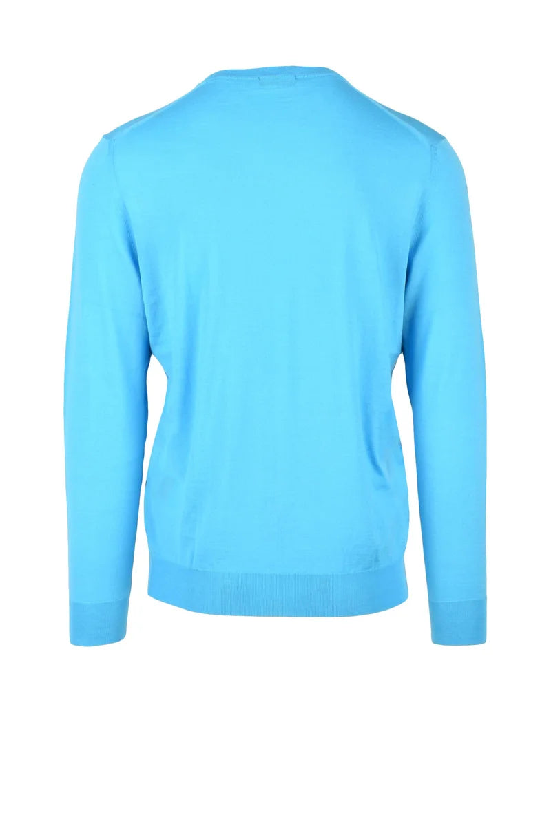 V-Neck Merino Wool Sweater - Light Blue