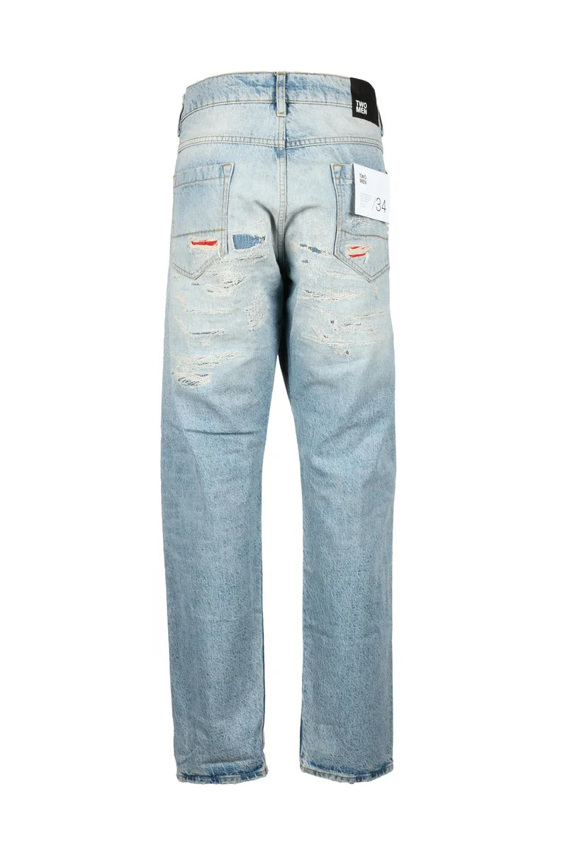 Jeans in Cotton and Hemp - Light Blue