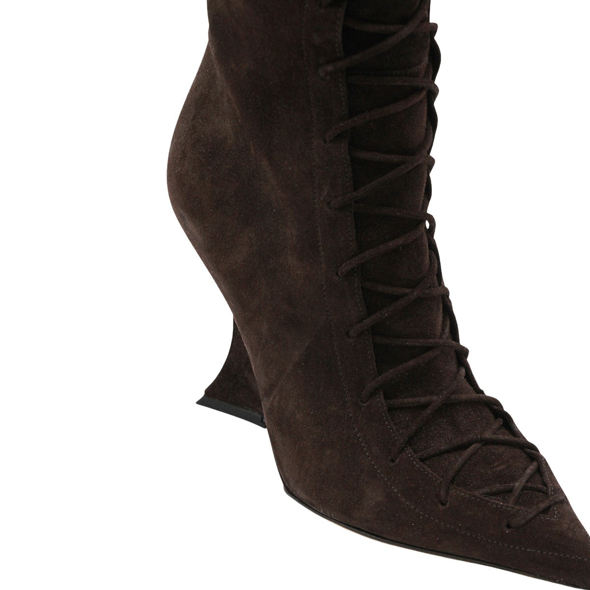 Pointed Toe Boots with Sculptural Curved Heel