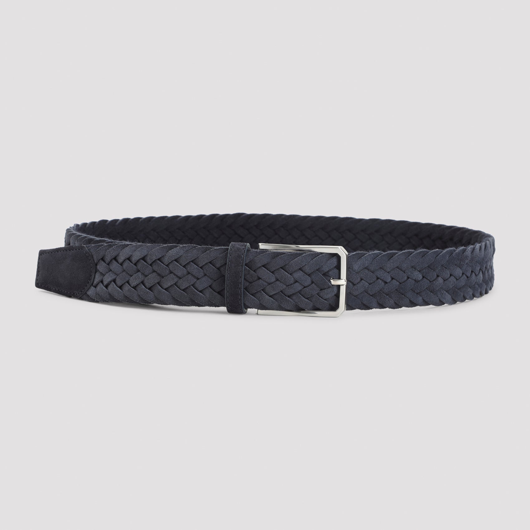 Braided Black Suede Leather Belt