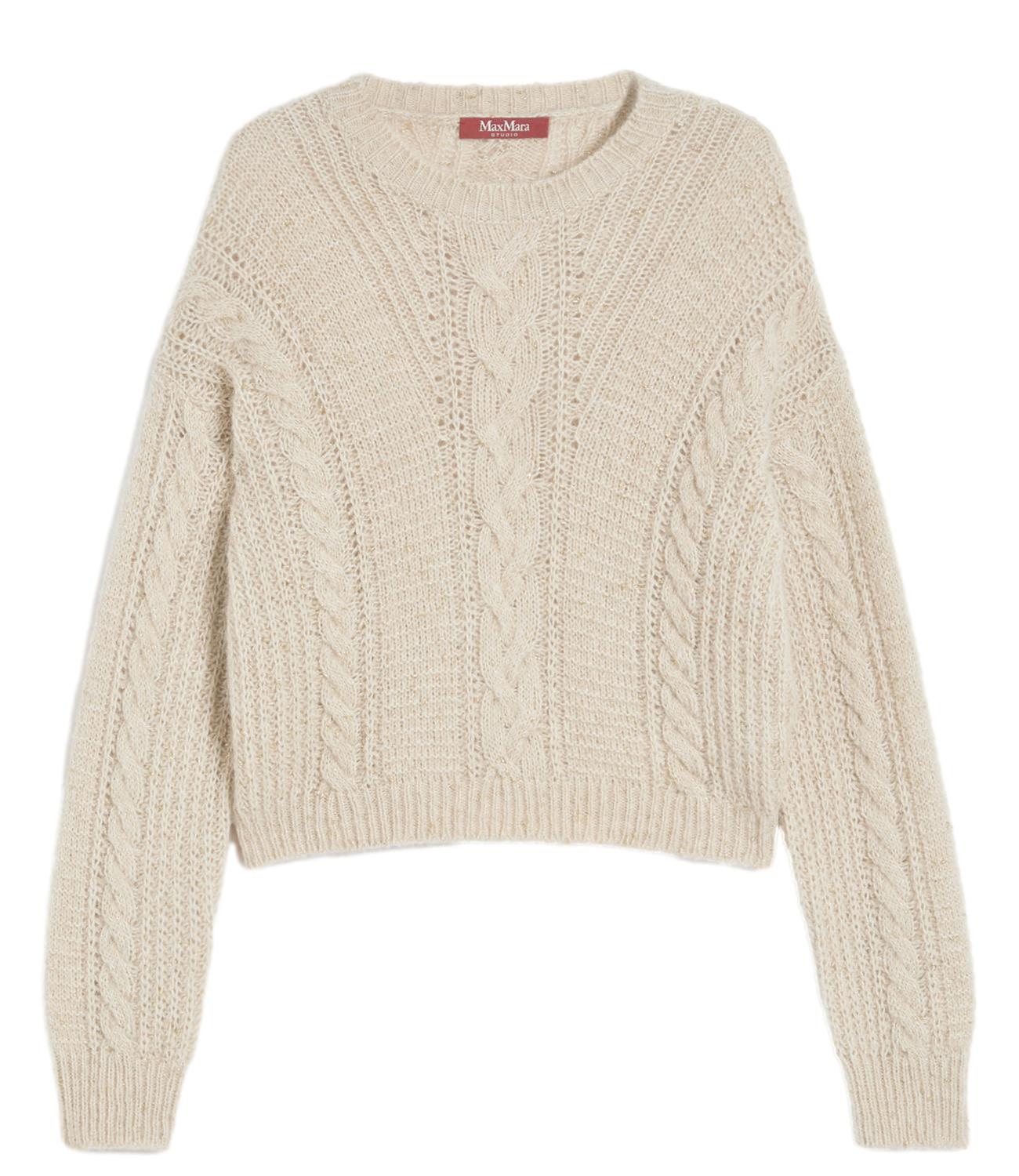 Refined Beige Sweater With Cable Knit Design