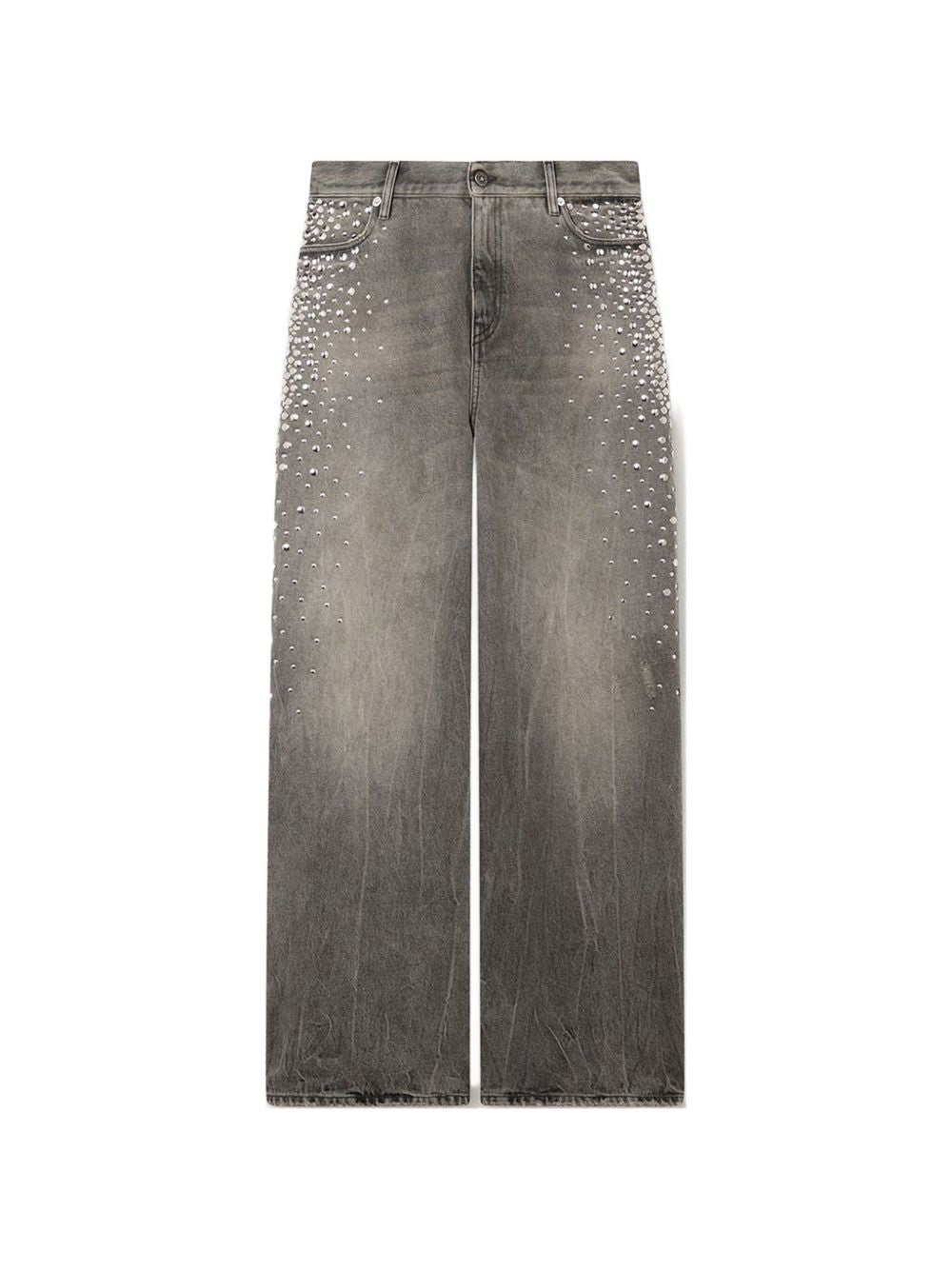 Grey Silk and Nylon Denim Jeans