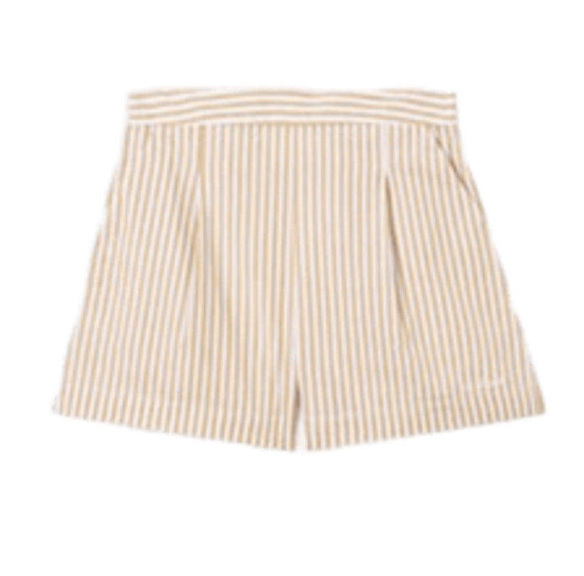 Relaxed Fit Beige Striped Shorts