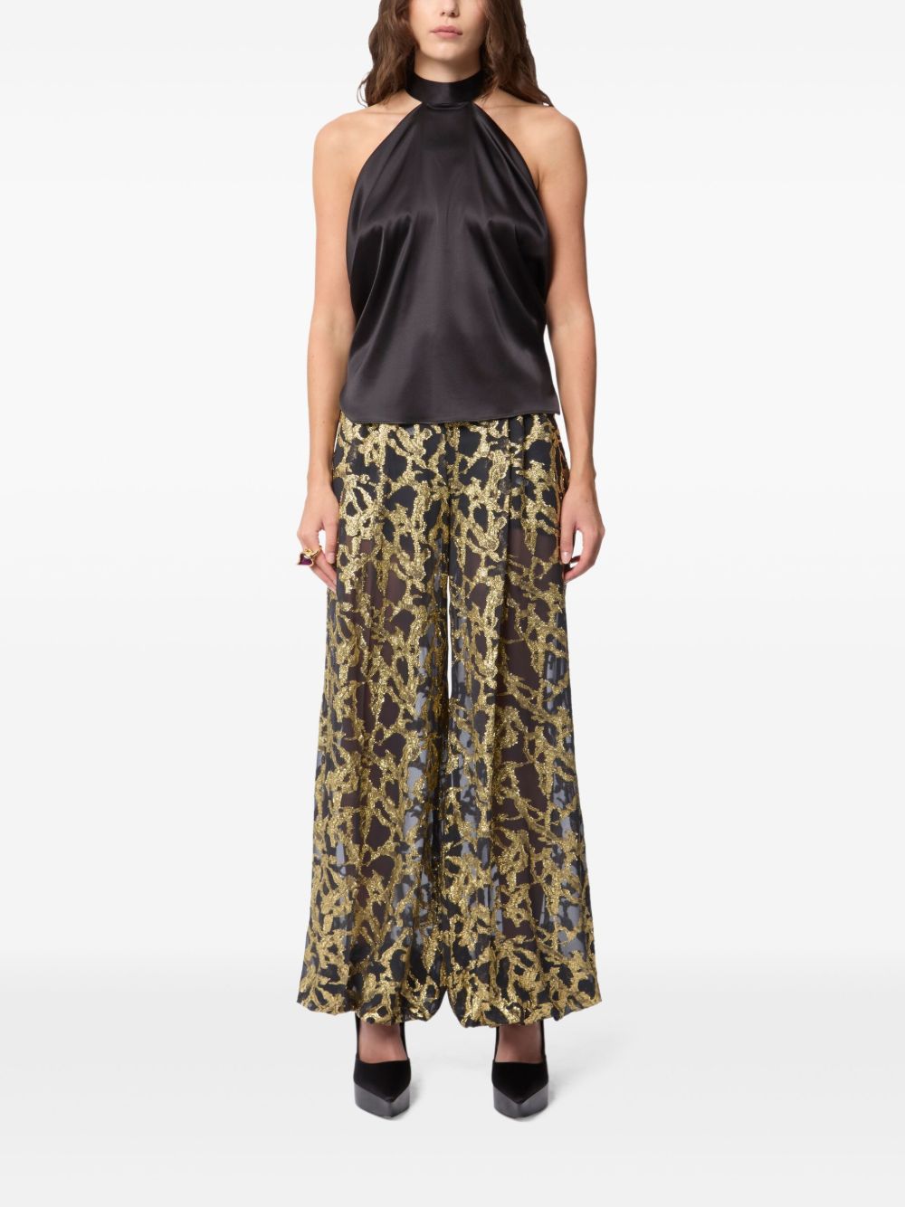 Satin Halterneck Top With Open Back