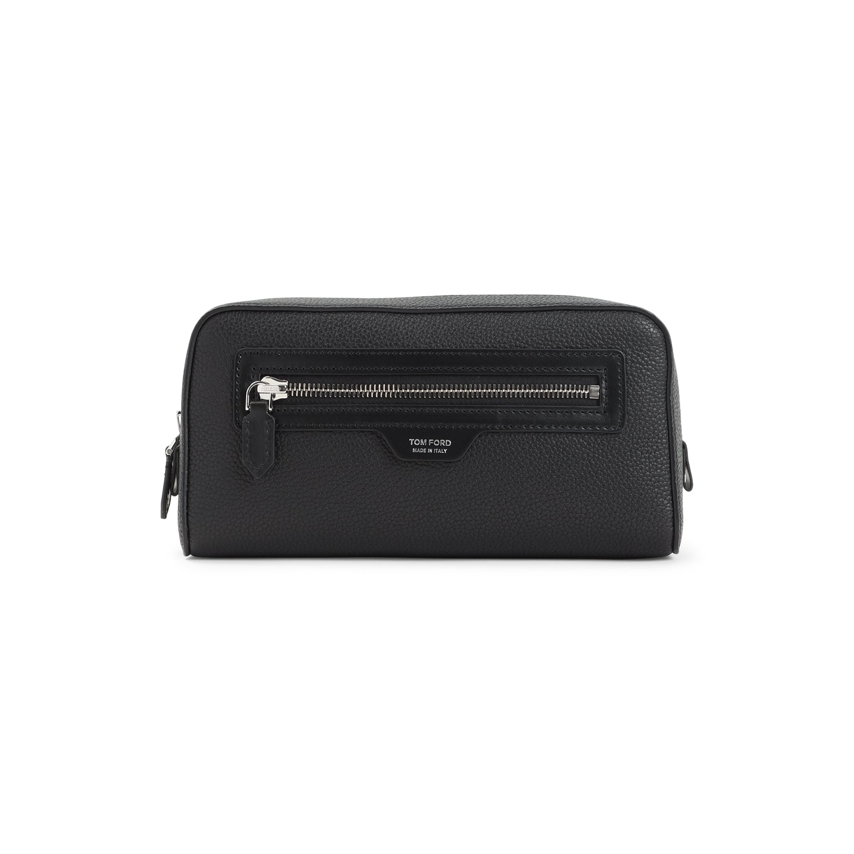 Textured Calf Leather Clutch with Silver Hardware