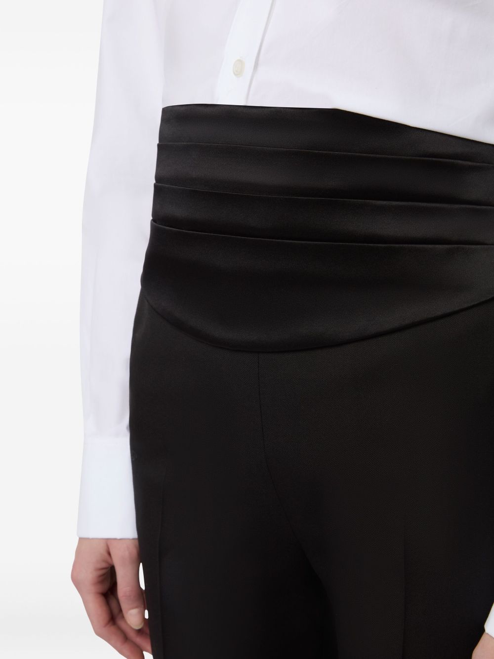 Silk-Blend Satin Tuxedo Belt With Pleated Design