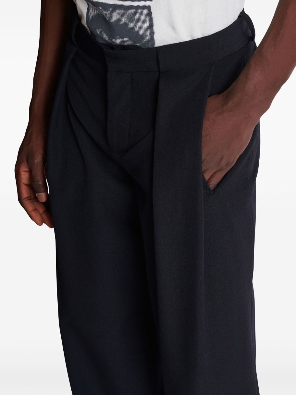 Mid-Rise Black Virgin Wool Trousers