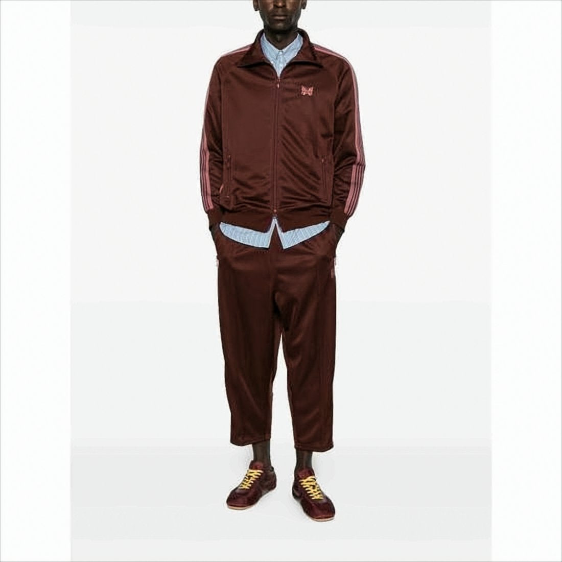 Smooth Polyester Track Jacket with Contrasting Stripes