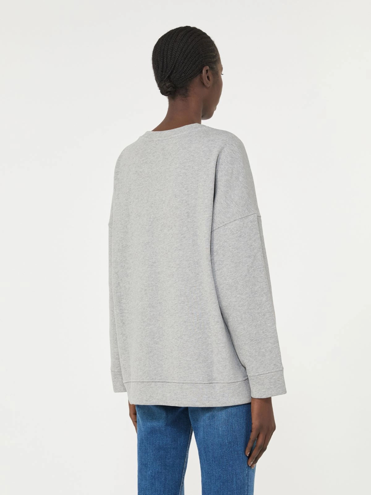 Light Grey Relaxed-Fit Sweatshirt with Bold Logo Print