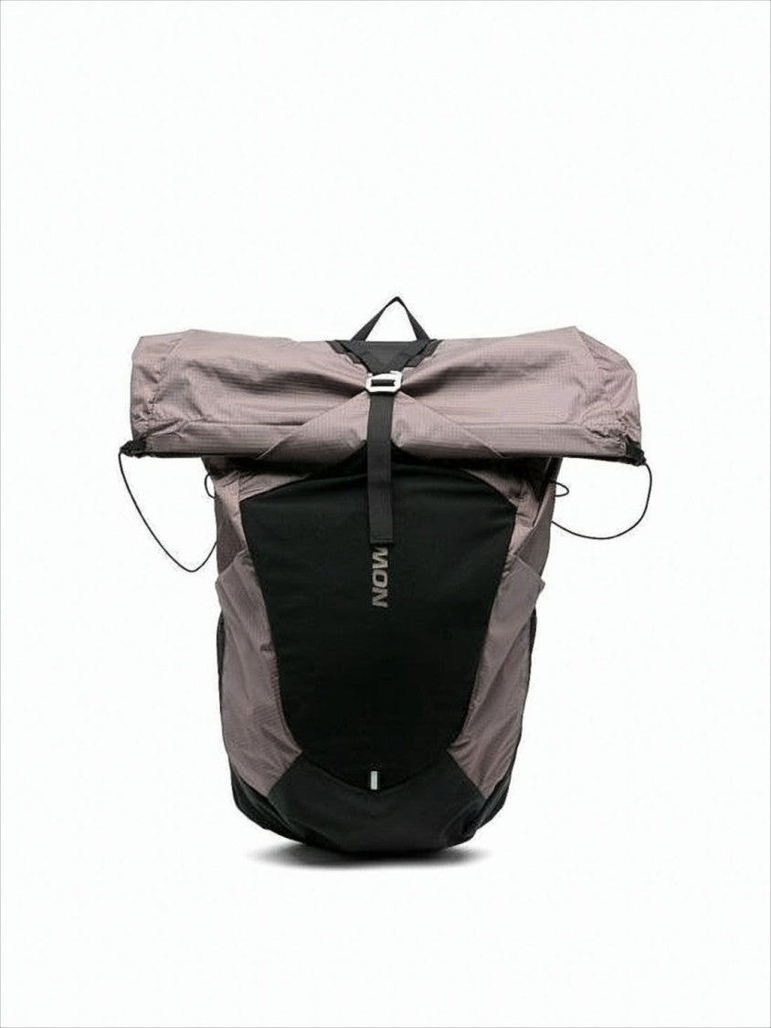 Roll-Top Grey Polyamide Backpack With Padded Straps