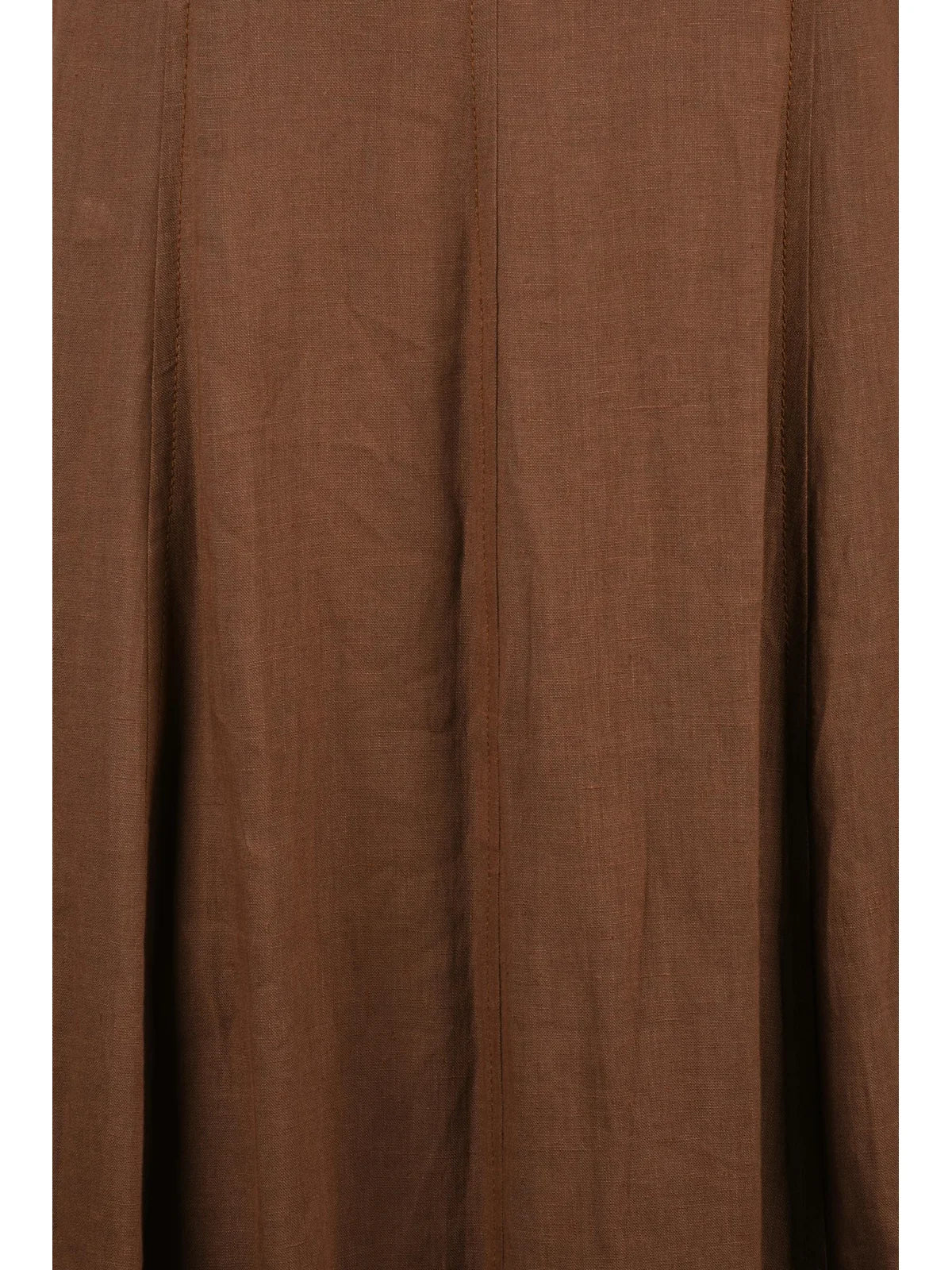 Brown Long Flared Linen Dress