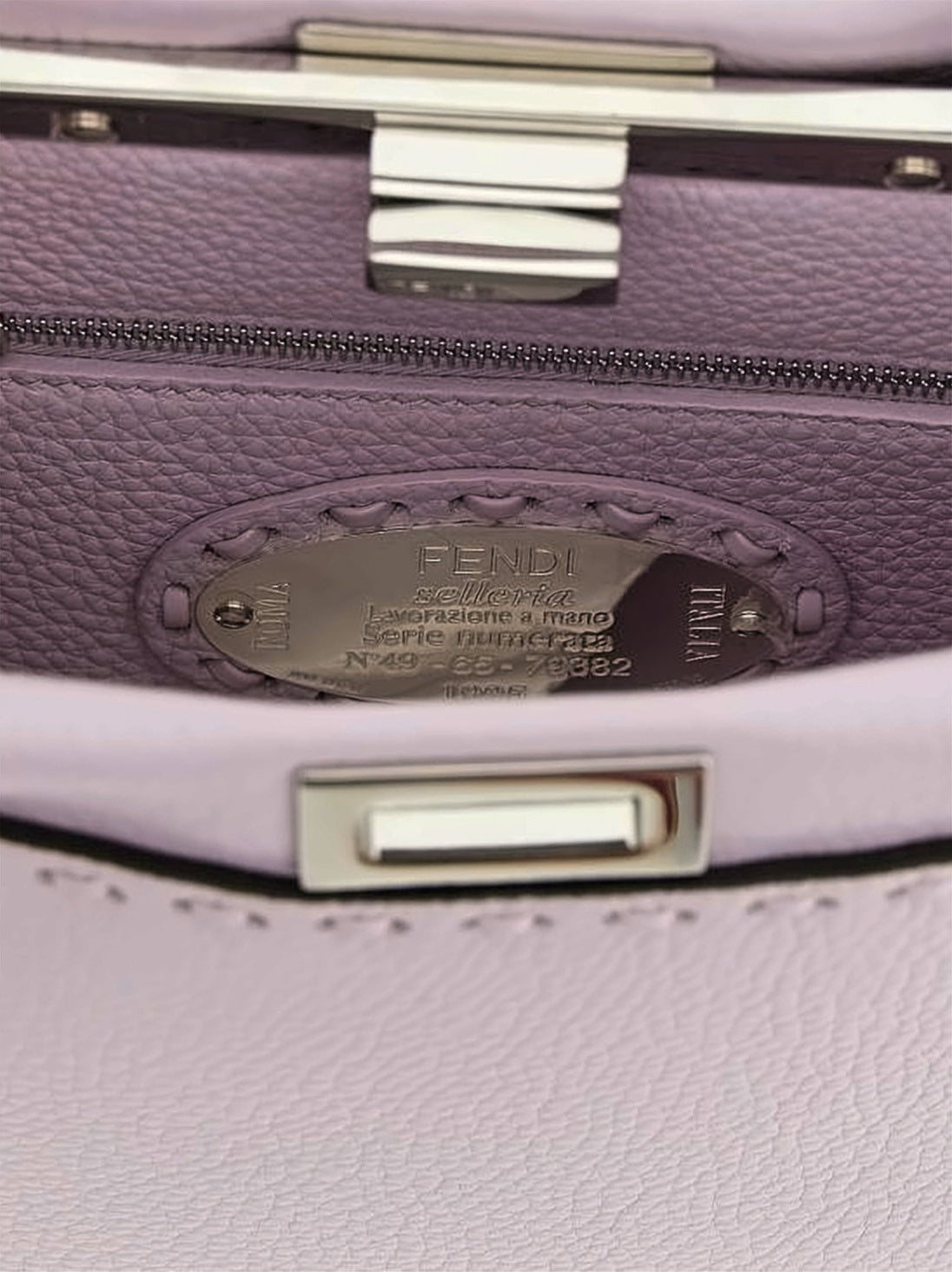 Structured Mini Handbag In Soft Lavender Pebbled Leather