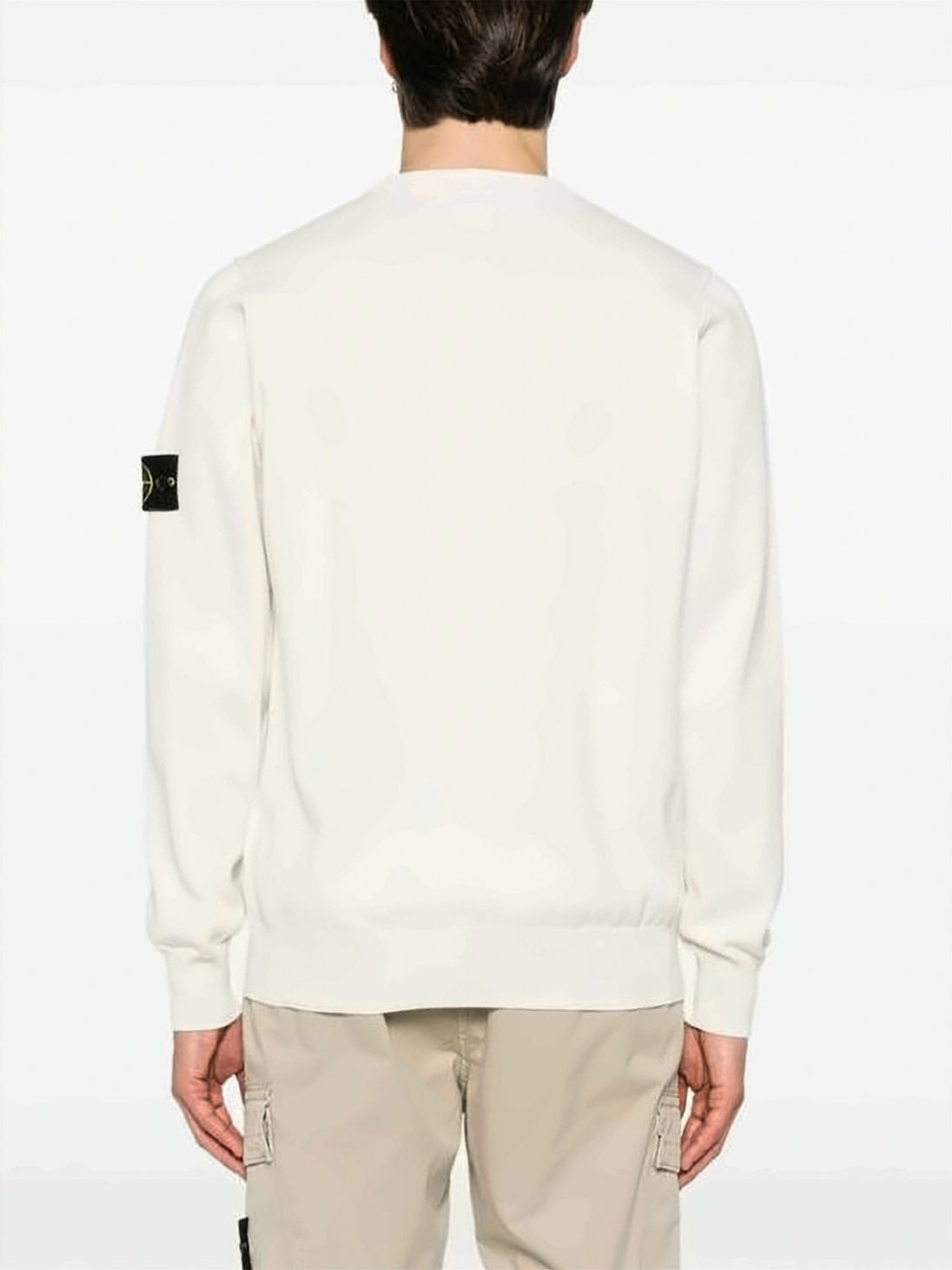 Crewneck Knit Sweater with Distinctive Sleeve Patch