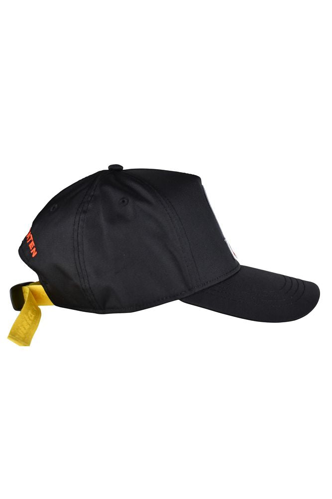 Black Nylon Cap With Embroidered Patch