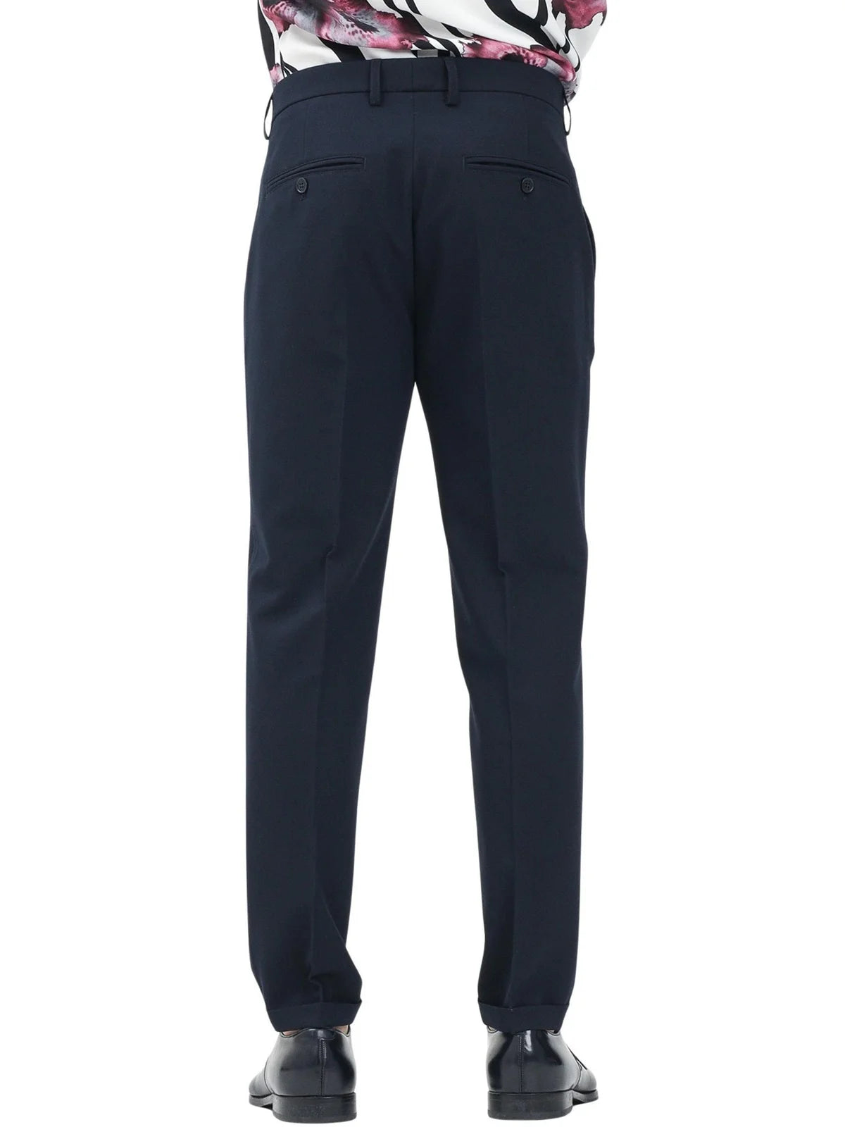 Tailored Blue Trousers with Classic Design and Fluid Drape