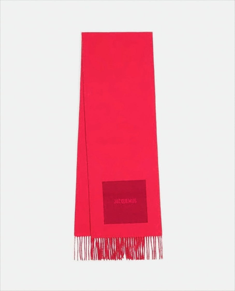 Long Wool Scarf with Fringed Edges