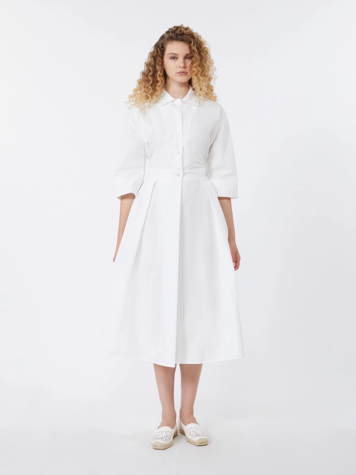 Midi Dress with Classic Shirt Collar