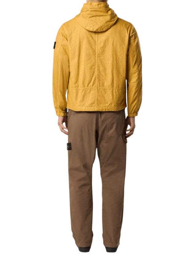 Ochre Nylon Panama Jacket With Fixed Hood