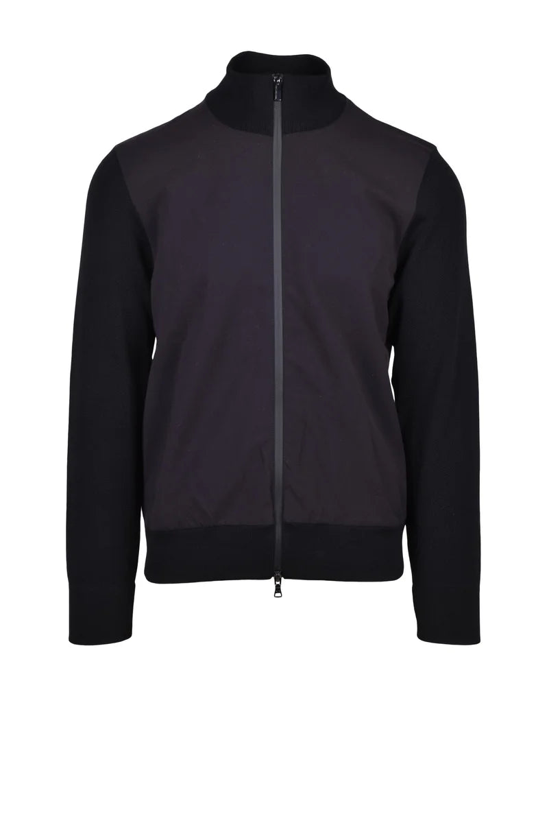 Zip Cardigan Mock Neck - Black