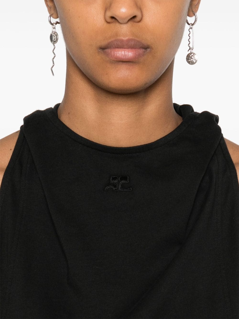 Hooded Sleeveless Black Top
