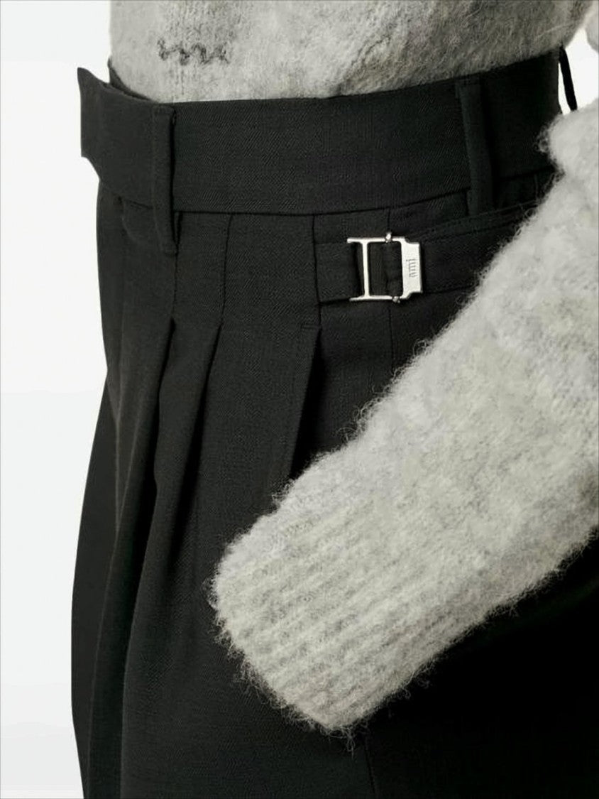 High-Waist Tailored Suit Pants with Wide-Leg Silhouette