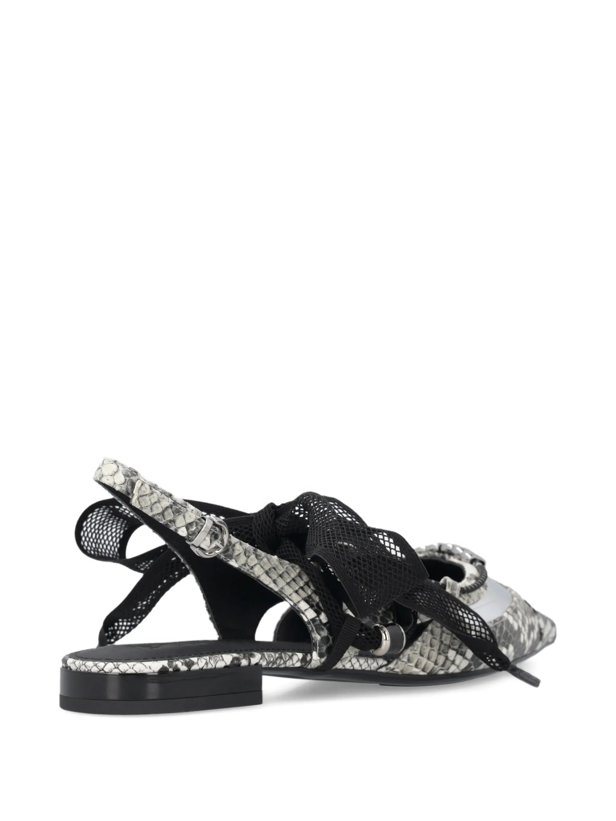 Grey Gianira 30 Snakeskin-Pattern Slingback Ballerinas