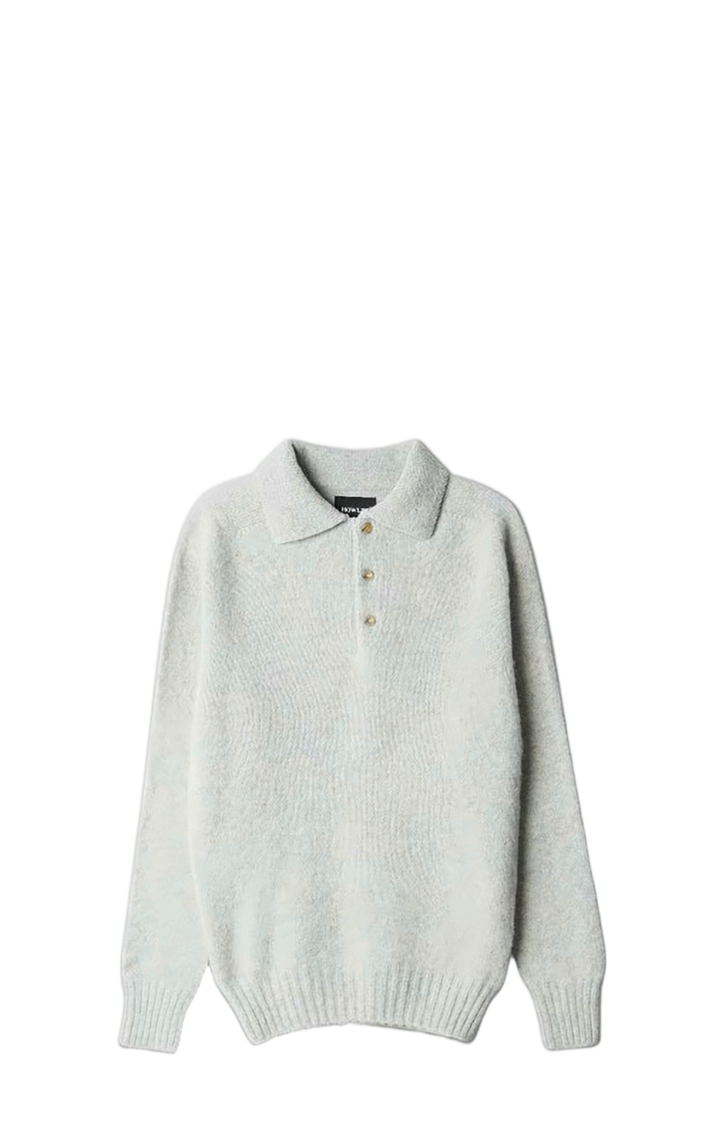 Relaxed Fit Wool Sweater With Classic Collar And Button Placket