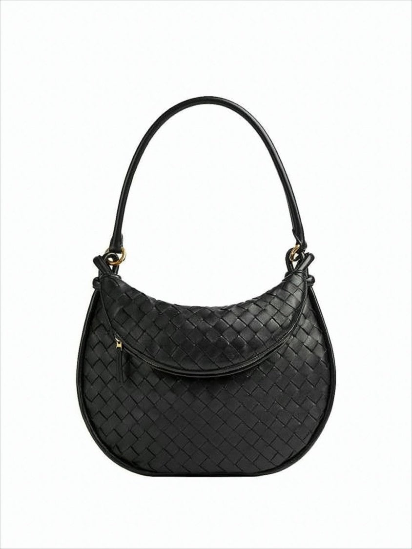 Curved Black Shoulder Bag
