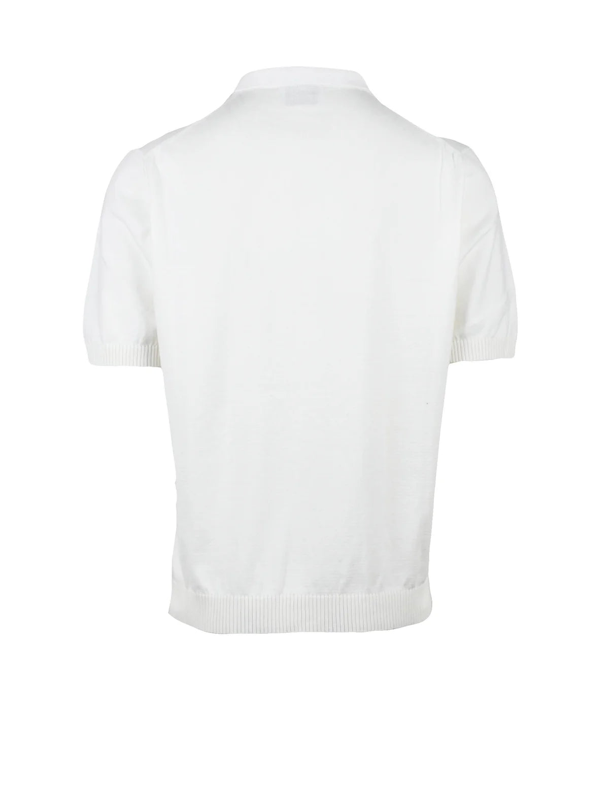 White Cotton Polyurethane Knit Polo Shirt