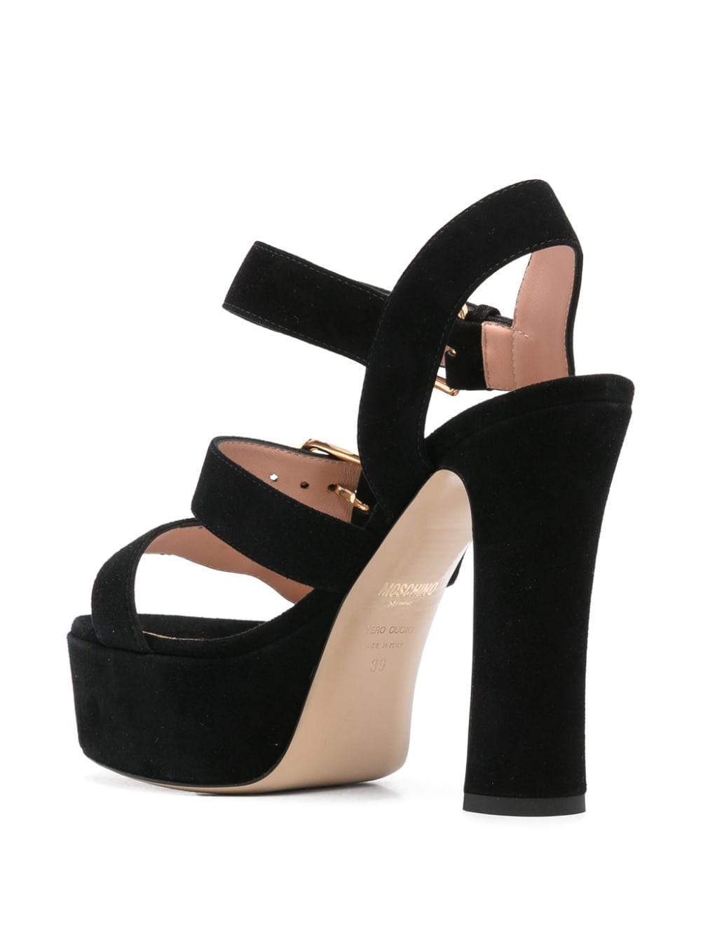 Black Calf Suede Platform Sandals