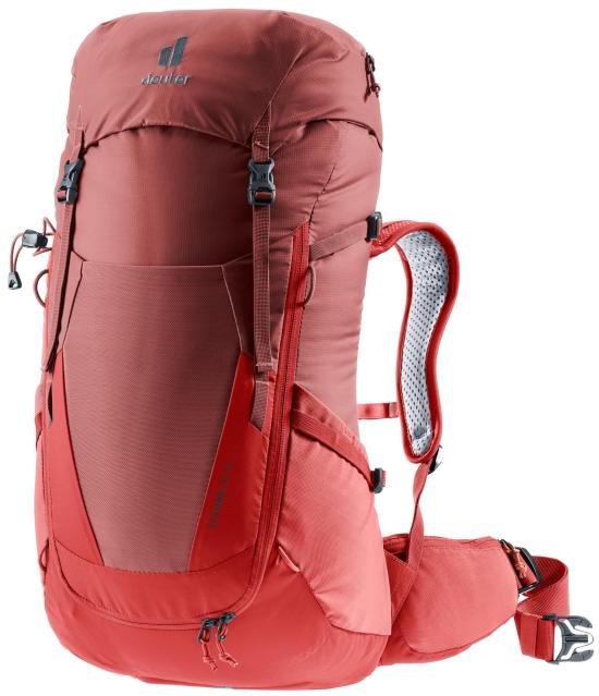 Streamlined Red Polyester Backpack with Adjustable Straps