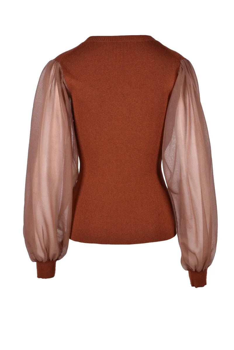 Brown Wool Cotton Nylon Polyester Knit's
