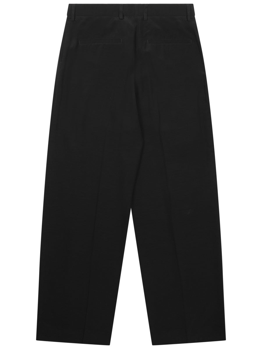 Tailored Straight Pants With Front Pleats And Mid-Rise Waist