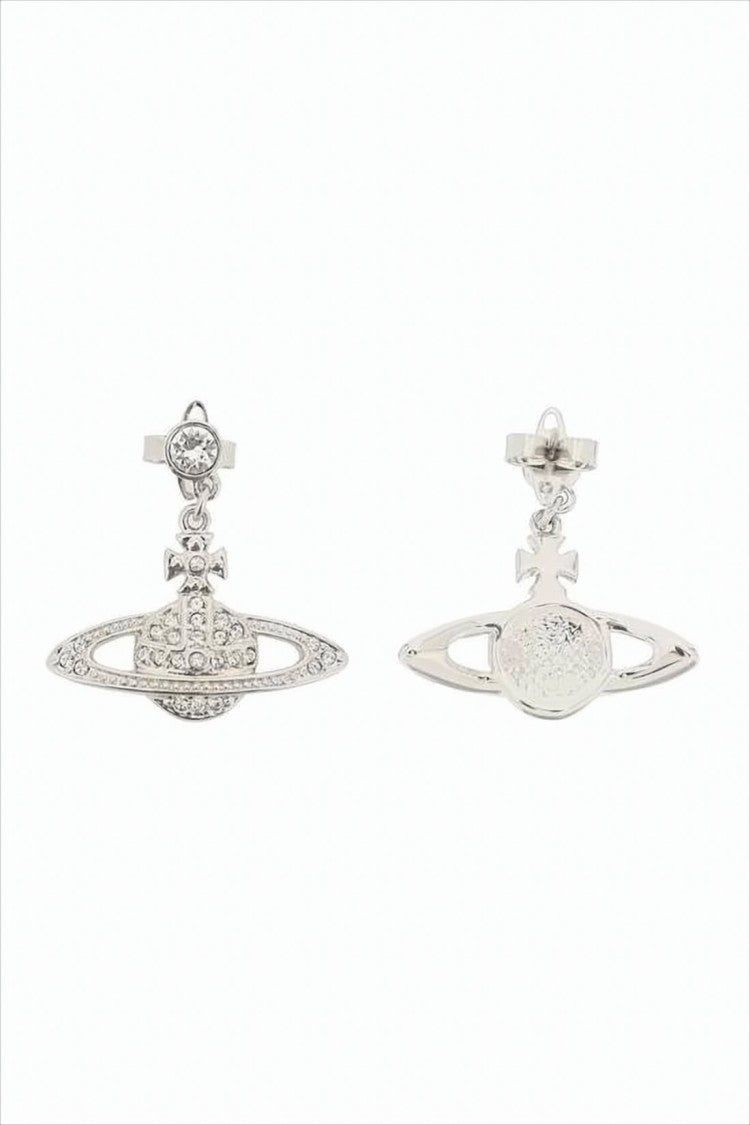 Orb And Cross Design Crystal Earrings