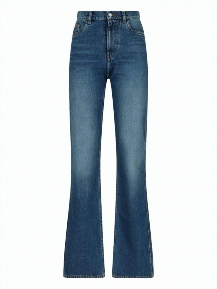 High-Waist Denim Pants with Flared Leg