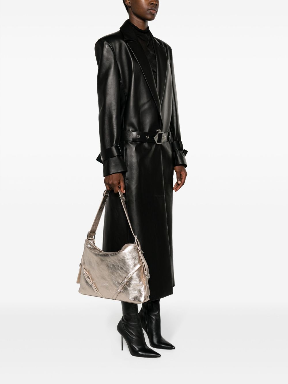 Gold-tone Calf Leather Shoulder Bag