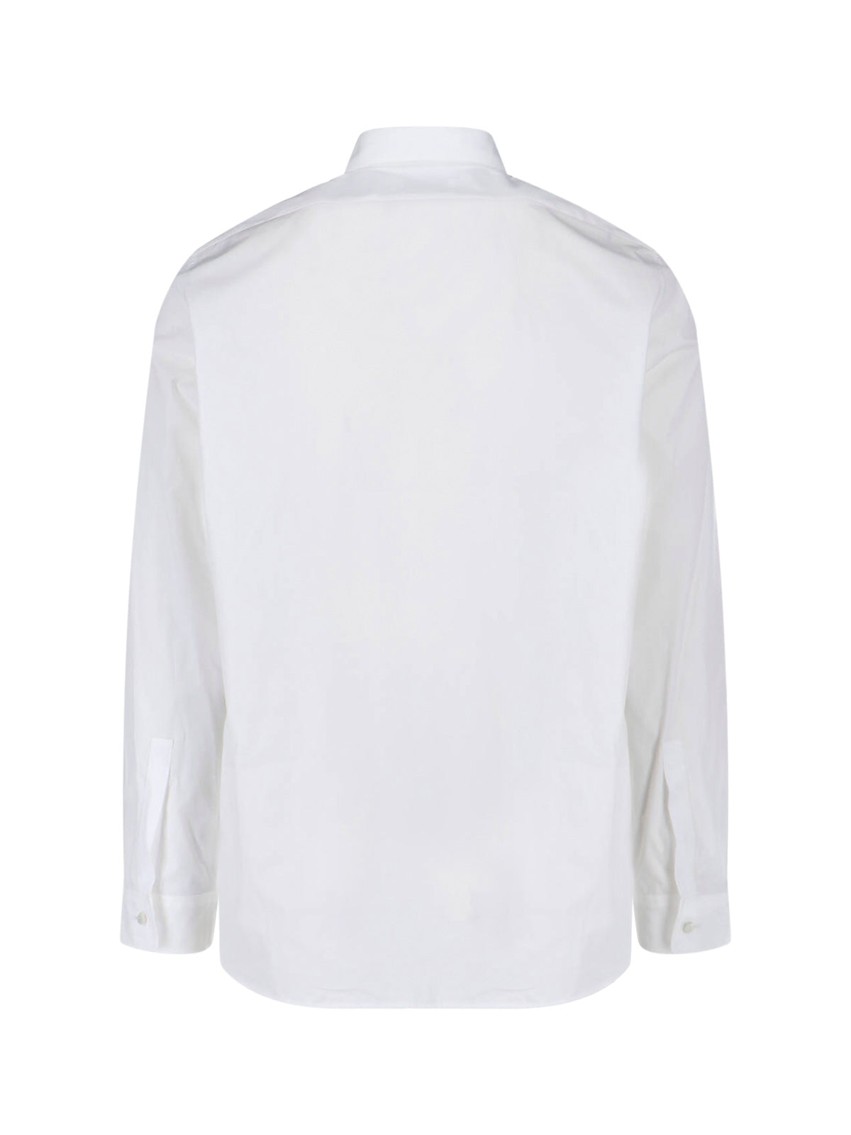 White Minimalist Pointed Collar Cotton Shirt