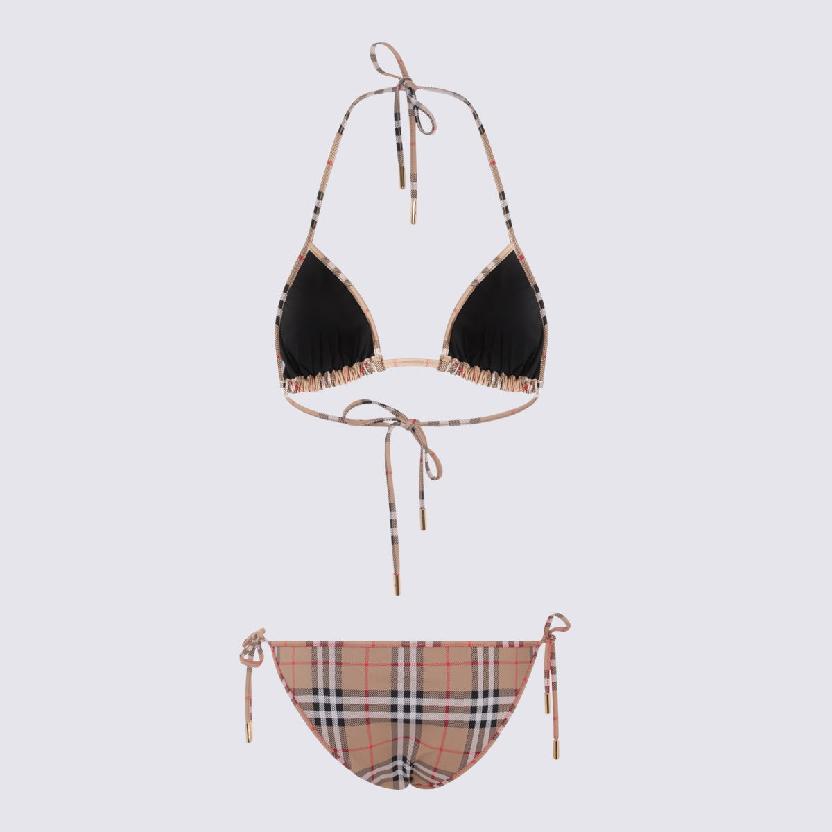 Beige Check Bikini Beachwear