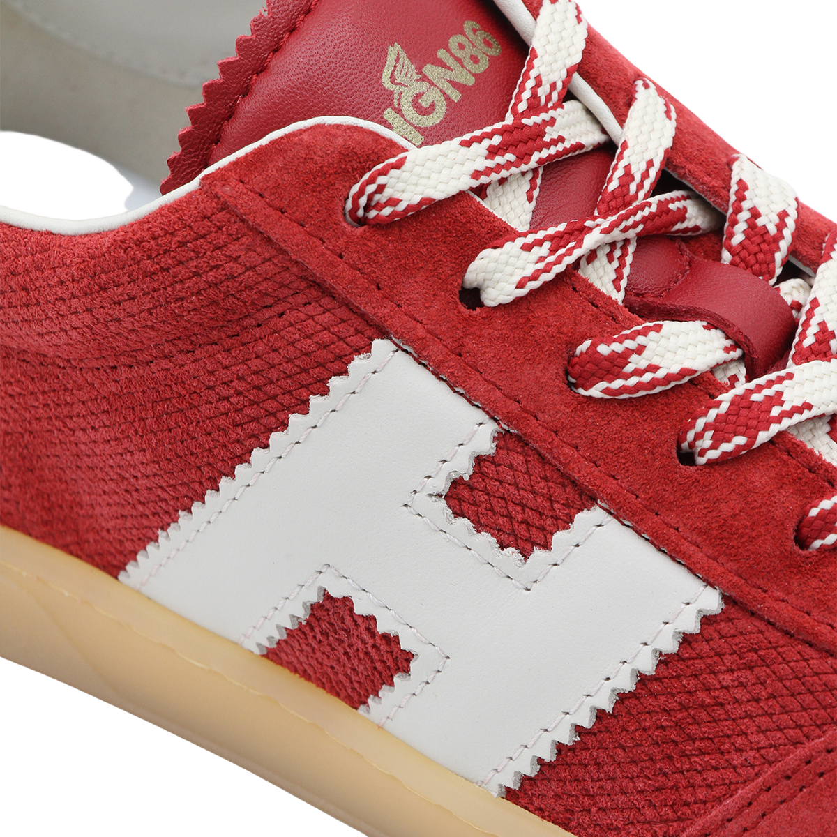 Red Suede Sneakers with Textured Upper