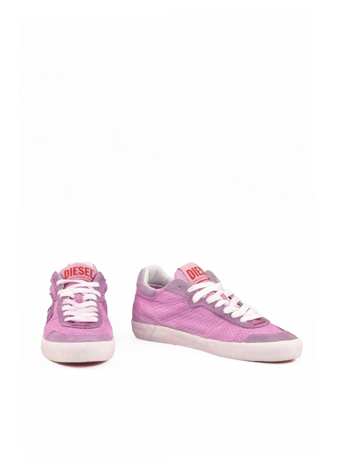 Pink Other-Fibers Leather Sneakers