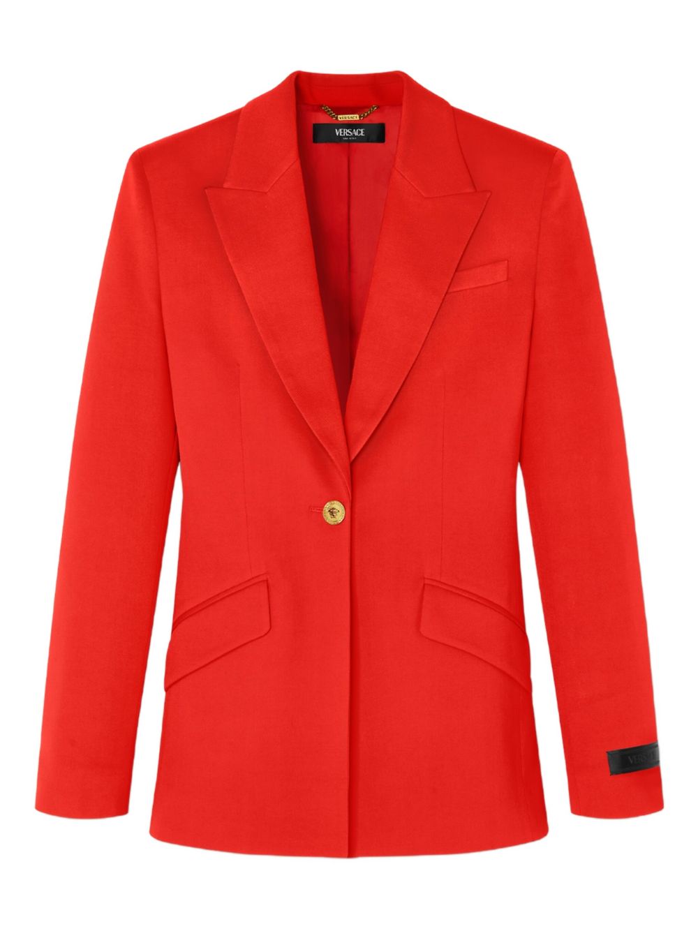 Tailored Red Jacket with Gold-tone Accents