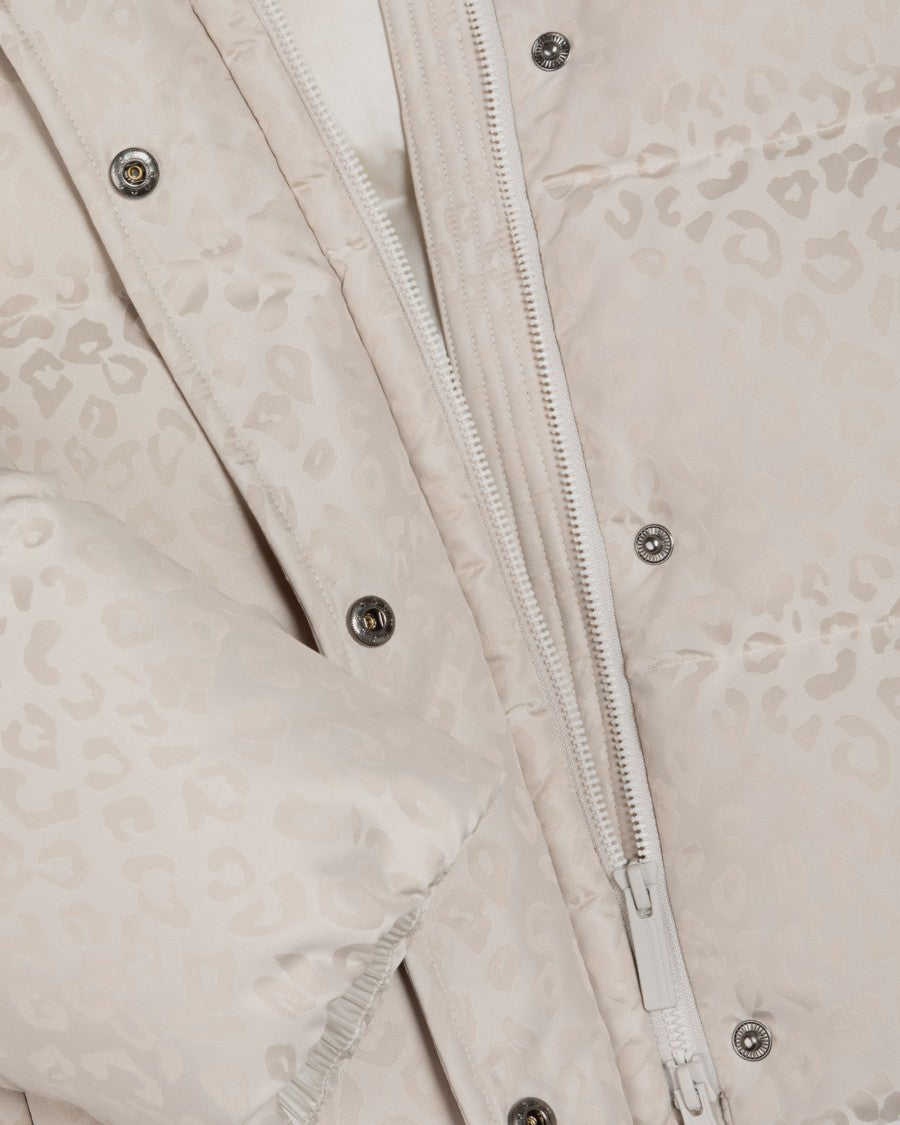 Cropped Puffer Jacket With All-Over Animal Print