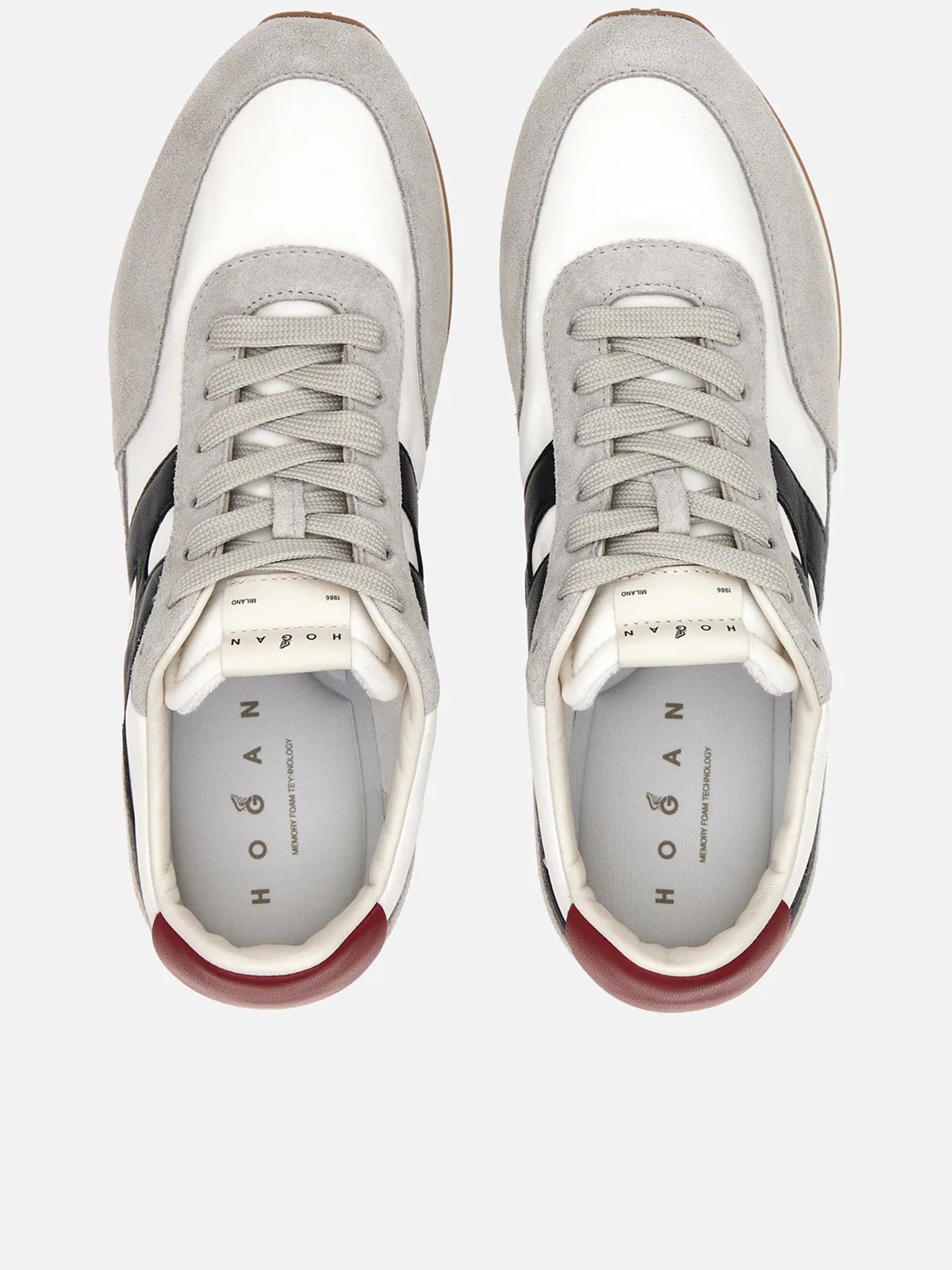 Grey Low-Top Suede White Panel Sneakers