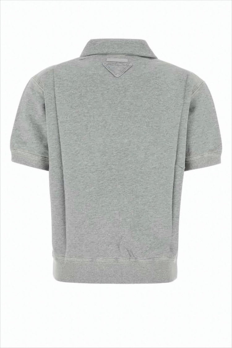 Cropped Long-Sleeve Polo Shirt with Classic Collar