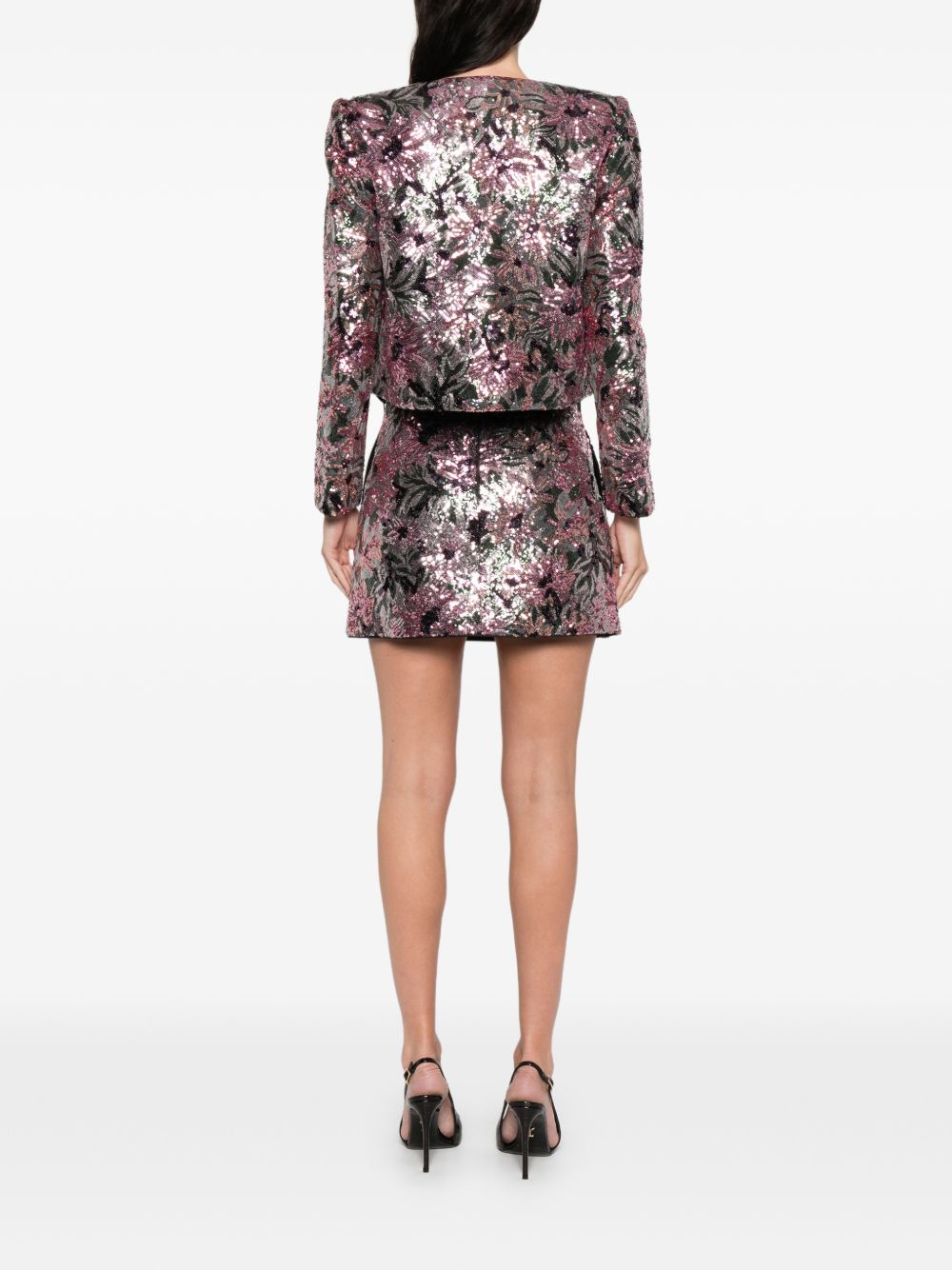 Cropped Floral Sequin Jacket