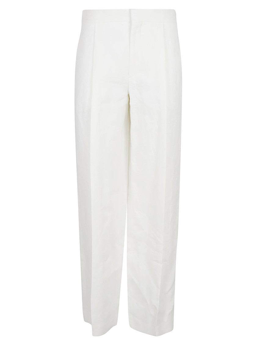 Relaxed Fit Straight Leg Linen Trousers